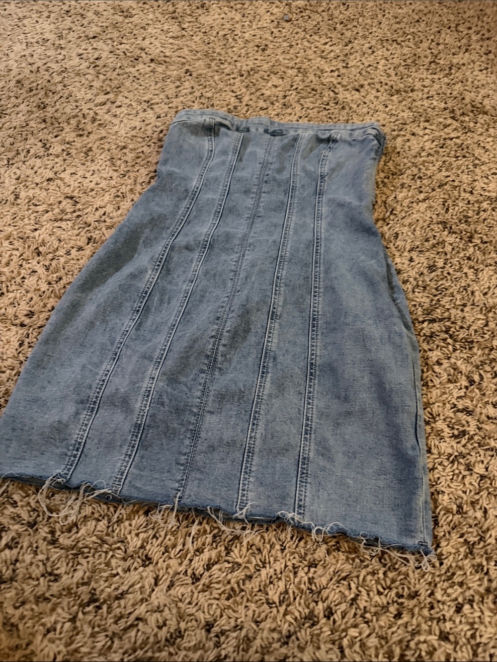 Princess Polly Strapless Denim Tube Dress in Light Blue